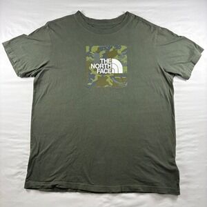The North Face T-Shirt Mens XL Green Camo Box Logo Short Sleeve ML051 04/21